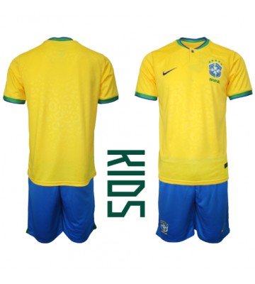 Brazílie Domácí dres komplet pro Děti MS 2022 Krátkým Rukávem (+ Krátké kalhoty)