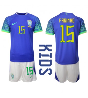 Brazílie Fabinho #15 Venkovní dres komplet pro Děti MS 2022 Krátkým Rukávem (+ Krátké kalhoty)
