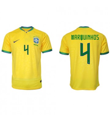 Brazílie Marquinhos #4 Domácí Dres MS 2022 Krátkým Rukávem