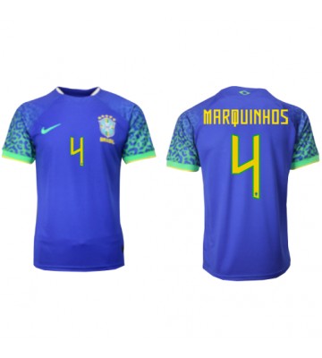 Brazílie Marquinhos #4 Venkovní Dres MS 2022 Krátkým Rukávem