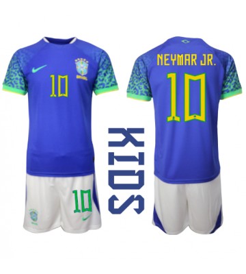 Brazílie Neymar Jr #10 Venkovní dres komplet pro Děti MS 2022 Krátkým Rukávem (+ Krátké kalhoty)