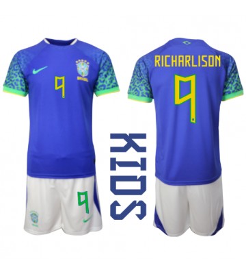 Brazílie Richarlison #9 Venkovní dres komplet pro Děti MS 2022 Krátkým Rukávem (+ Krátké kalhoty)