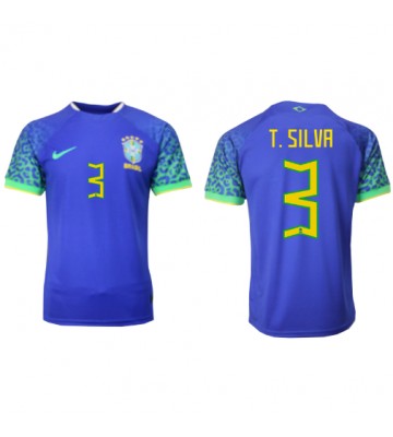 Brazílie Thiago Silva #3 Venkovní Dres MS 2022 Krátkým Rukávem