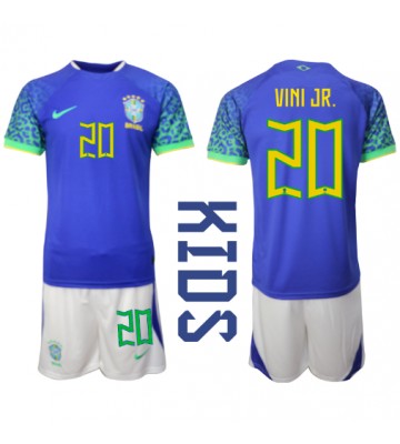 Brazílie Vinicius Junior #20 Venkovní dres komplet pro Děti MS 2022 Krátkým Rukávem (+ Krátké kalhoty)