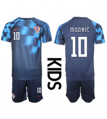 Chorvatsko Luka Modric #10 Venkovní dres komplet pro Děti MS 2022 Krátkým Rukávem (+ Krátké kalhoty)