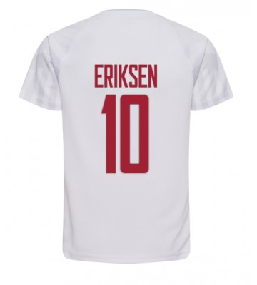 Dánsko Christian Eriksen #10 Venkovní Dres MS 2022 Krátkým Rukávem