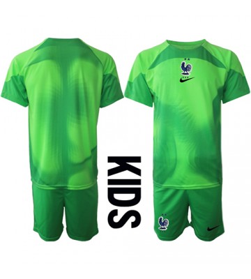 Francie Brankář Venkovní dres komplet pro Děti MS 2022 Krátkým Rukávem (+ Krátké kalhoty)