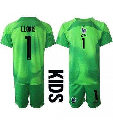 Francie Hugo Lloris #1 Brankář Venkovní dres komplet pro Děti MS 2022 Krátkým Rukávem (+ Krátké kalhoty)