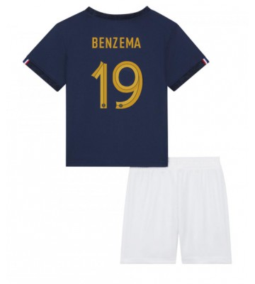 Francie Karim Benzema #19 Domácí dres komplet pro Děti MS 2022 Krátkým Rukávem (+ Krátké kalhoty)