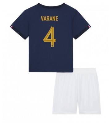 Francie Raphael Varane #4 Domácí dres komplet pro Děti MS 2022 Krátkým Rukávem (+ Krátké kalhoty)
