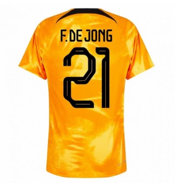 Holandsko Frenkie de Jong #21 Domácí Dres MS 2022 Krátkým Rukávem