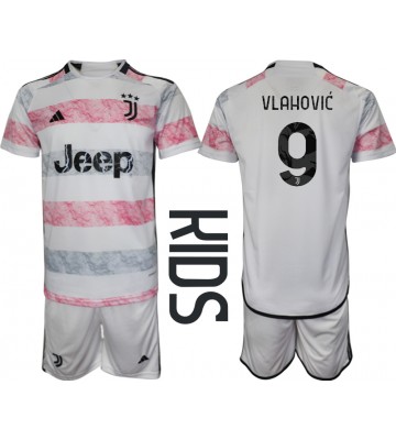 Juventus Dusan Vlahovic #9 Venkovní dres komplet pro Děti 2023-24 Krátkým Rukávem (+ Krátké kalhoty)