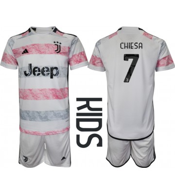 Juventus Federico Chiesa #7 Venkovní dres komplet pro Děti 2023-24 Krátkým Rukávem (+ Krátké kalhoty)