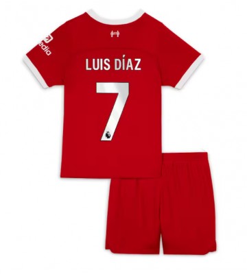 Liverpool Luis Diaz #7 Domácí dres komplet pro Děti 2023-24 Krátkým Rukávem (+ Krátké kalhoty)