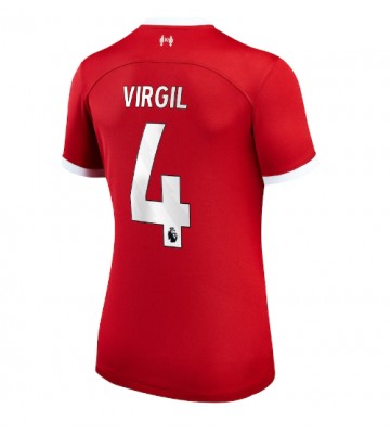 Liverpool Virgil van Dijk #4 Domácí Dres pro Dámy 2023-24 Krátkým Rukávem