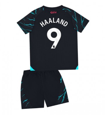Manchester City Erling Haaland #9 Alternativní dres komplet pro Děti 2023-24 Krátkým Rukávem (+ Krátké kalhoty)