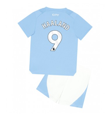 Manchester City Erling Haaland #9 Domácí dres komplet pro Děti 2023-24 Krátkým Rukávem (+ Krátké kalhoty)