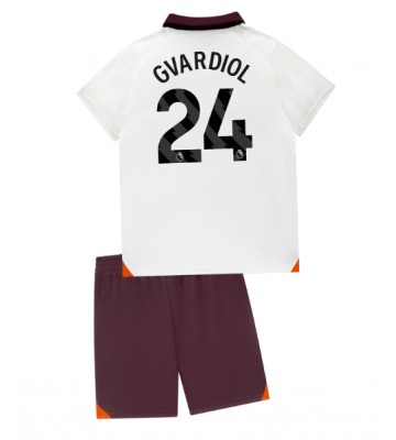 Manchester City Josko Gvardiol #24 Venkovní dres komplet pro Děti 2023-24 Krátkým Rukávem (+ Krátké kalhoty)