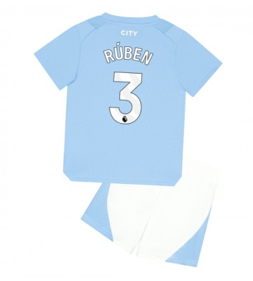 Manchester City Ruben Dias #3 Domácí dres komplet pro Děti 2023-24 Krátkým Rukávem (+ Krátké kalhoty)