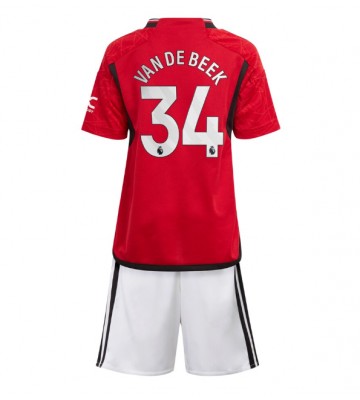 Manchester United Donny van de Beek #34 Domácí dres komplet pro Děti 2023-24 Krátkým Rukávem (+ Krátké kalhoty)