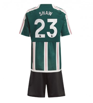 Manchester United Luke Shaw #23 Venkovní dres komplet pro Děti 2023-24 Krátkým Rukávem (+ Krátké kalhoty)