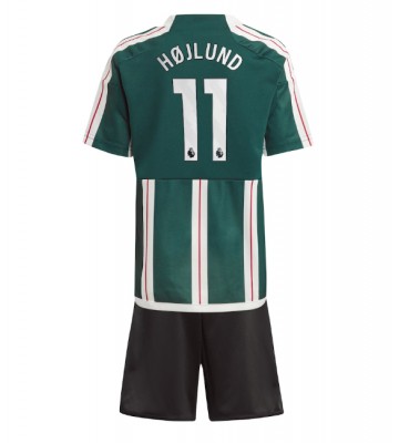 Manchester United Rasmus Hojlund #11 Venkovní dres komplet pro Děti 2023-24 Krátkým Rukávem (+ Krátké kalhoty)