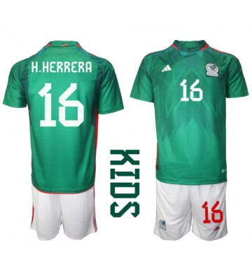 Mexiko Hector Herrera #16 Domácí dres komplet pro Děti MS 2022 Krátkým Rukávem (+ Krátké kalhoty)