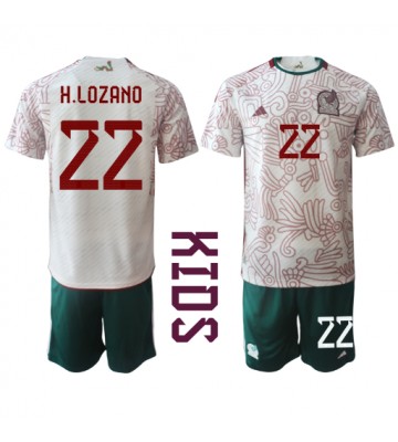 Mexiko Hirving Lozano #22 Venkovní dres komplet pro Děti MS 2022 Krátkým Rukávem (+ Krátké kalhoty)