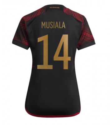 Německo Jamal Musiala #14 Venkovní Dres pro Dámy MS 2022 Krátkým Rukávem