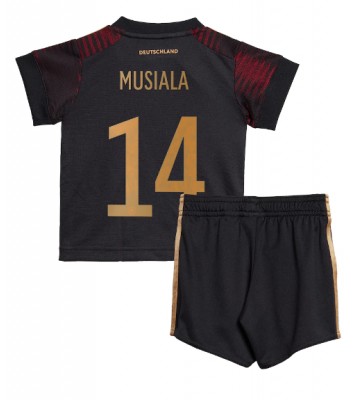 Německo Jamal Musiala #14 Venkovní dres komplet pro Děti MS 2022 Krátkým Rukávem (+ Krátké kalhoty)