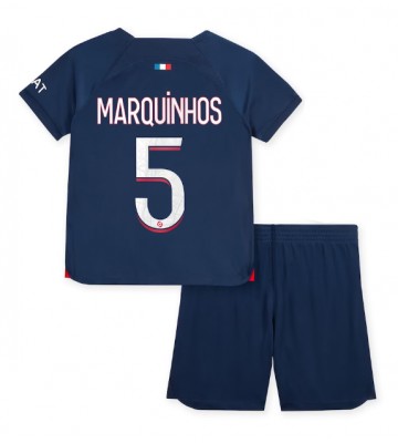 Paris Saint-Germain Marquinhos #5 Domácí dres komplet pro Děti 2023-24 Krátkým Rukávem (+ Krátké kalhoty)