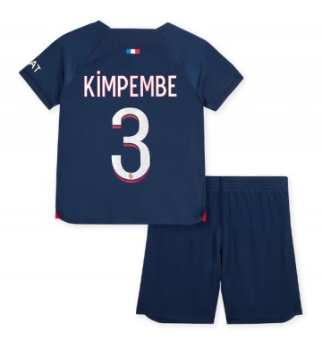 Paris Saint-Germain Presnel Kimpembe #3 Domácí dres komplet pro Děti 2023-24 Krátkým Rukávem (+ Krátké kalhoty)