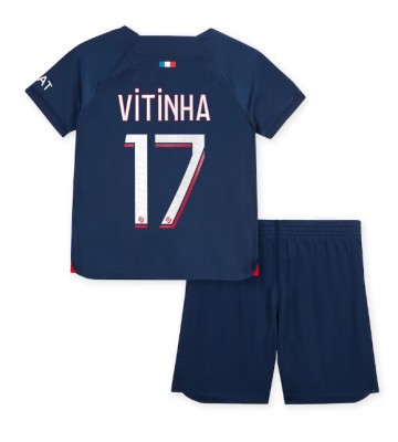 Paris Saint-Germain Vitinha Ferreira #17 Domácí dres komplet pro Děti 2023-24 Krátkým Rukávem (+ Krátké kalhoty)