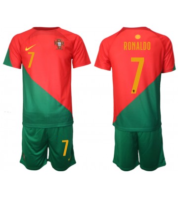Portugalsko Cristiano Ronaldo #7 Domácí dres komplet pro Děti MS 2022 Krátkým Rukávem (+ Krátké kalhoty)