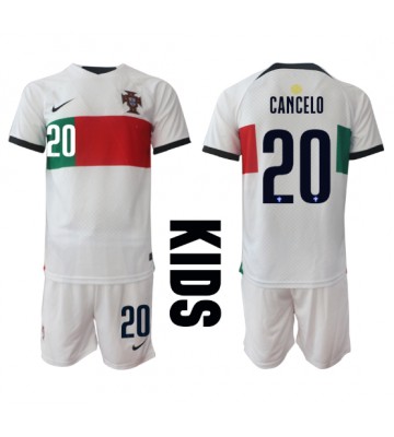 Portugalsko Joao Cancelo #20 Venkovní dres komplet pro Děti MS 2022 Krátkým Rukávem (+ Krátké kalhoty)