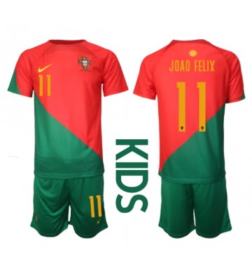 Portugalsko Joao Felix #11 Domácí dres komplet pro Děti MS 2022 Krátkým Rukávem (+ Krátké kalhoty)