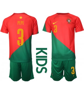 Portugalsko Pepe #3 Domácí dres komplet pro Děti MS 2022 Krátkým Rukávem (+ Krátké kalhoty)