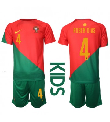 Portugalsko Ruben Dias #4 Domácí dres komplet pro Děti MS 2022 Krátkým Rukávem (+ Krátké kalhoty)