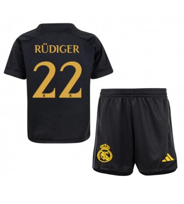 Real Madrid Antonio Rudiger #22 Alternativní dres komplet pro Děti 2023-24 Krátkým Rukávem (+ Krátké kalhoty)