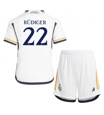 Real Madrid Antonio Rudiger #22 Domácí dres komplet pro Děti 2023-24 Krátkým Rukávem (+ Krátké kalhoty)