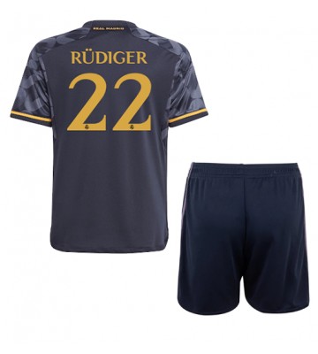 Real Madrid Antonio Rudiger #22 Venkovní dres komplet pro Děti 2023-24 Krátkým Rukávem (+ Krátké kalhoty)