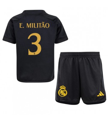 Real Madrid Eder Militao #3 Alternativní dres komplet pro Děti 2023-24 Krátkým Rukávem (+ Krátké kalhoty)