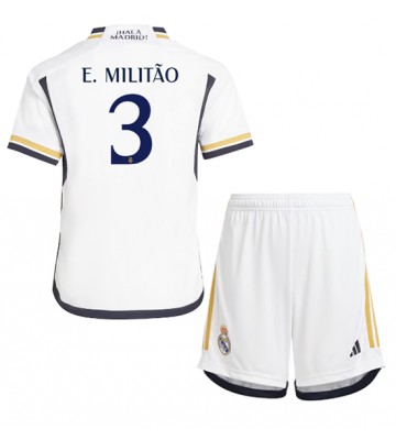 Real Madrid Eder Militao #3 Domácí dres komplet pro Děti 2023-24 Krátkým Rukávem (+ Krátké kalhoty)