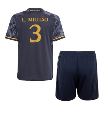 Real Madrid Eder Militao #3 Venkovní dres komplet pro Děti 2023-24 Krátkým Rukávem (+ Krátké kalhoty)