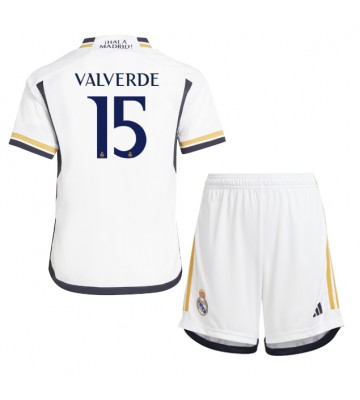 Real Madrid Federico Valverde #15 Domácí dres komplet pro Děti 2023-24 Krátkým Rukávem (+ Krátké kalhoty)