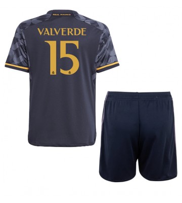Real Madrid Federico Valverde #15 Venkovní dres komplet pro Děti 2023-24 Krátkým Rukávem (+ Krátké kalhoty)