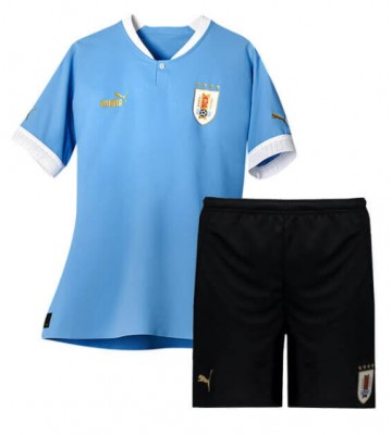 Uruguay Domácí dres komplet pro Děti MS 2022 Krátkým Rukávem (+ Krátké kalhoty)