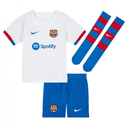 Barcelona Frenkie de Jong #21 Venkovní dres komplet pro Děti 2023-24 Krátkým Rukávem (+ Krátké kalhoty)