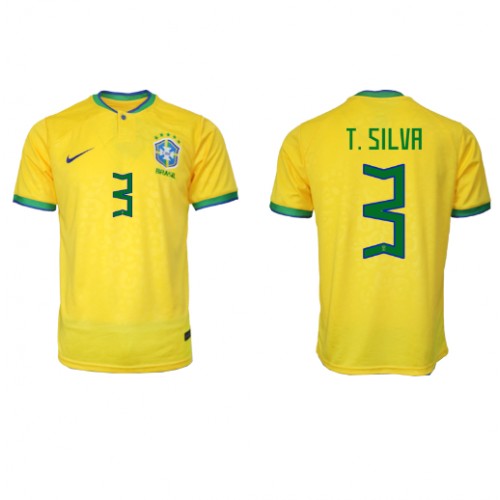 Brazílie Thiago Silva #3 Domácí Dres MS 2022 Krátkým Rukávem