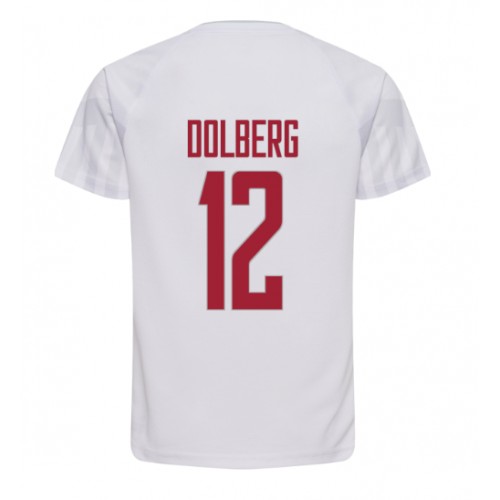 Dánsko Kasper Dolberg #12 Venkovní Dres MS 2022 Krátkým Rukávem